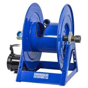 Coxreels #4 Gast Air Motor Rewind Hose Reel: 1 1/2" I.D., 100' hose capacity, captive bearing swivel, less hose, 3000 PSI Model 1185-2024-A-BUXX