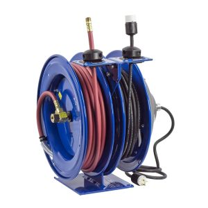 Coxreels Dual Purpose Electric/Air Spring Rewind Reels: 50' 3/8" I.D. hose, 300 PSI; Less cord & accessory, 50' cord capacity, 16 AWG Model C-L350L-5016L-X - Image 2