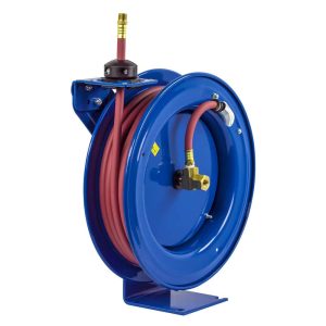 Coxreels Medium Pressure Spring Rewind Hose Reel: 1/2" I.D., 20' hose capacity, less hose, 2500 PSI Model P-MPL-420