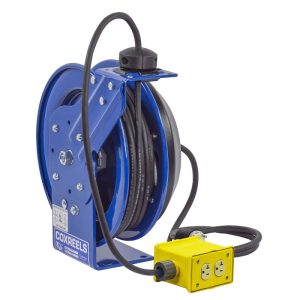 Coxreels Power Cord Spring Rewind Reels: 100' cord, 12 AWG, Less Accessory Model PC24-0012-X