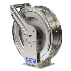 Coxreels Stainless Steel Spring Rewind Hose Reel: 3/4" I.D., 50' hose capacity, less hose, 300 PSI Model TSHL-N-550-SS - Image 1