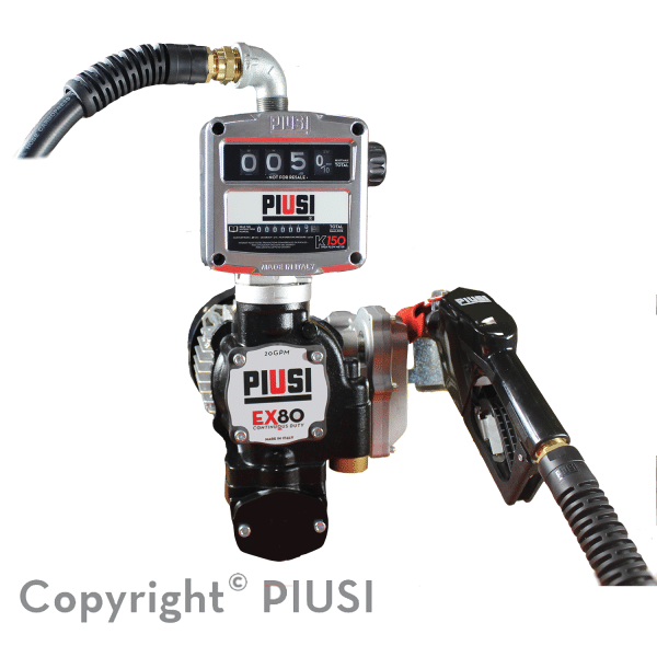 PIUSI EX80CD 120V 20GPM UL FUEL PRO Kit (Auto Noz+Hose+Meter) cont duty PART F00391400