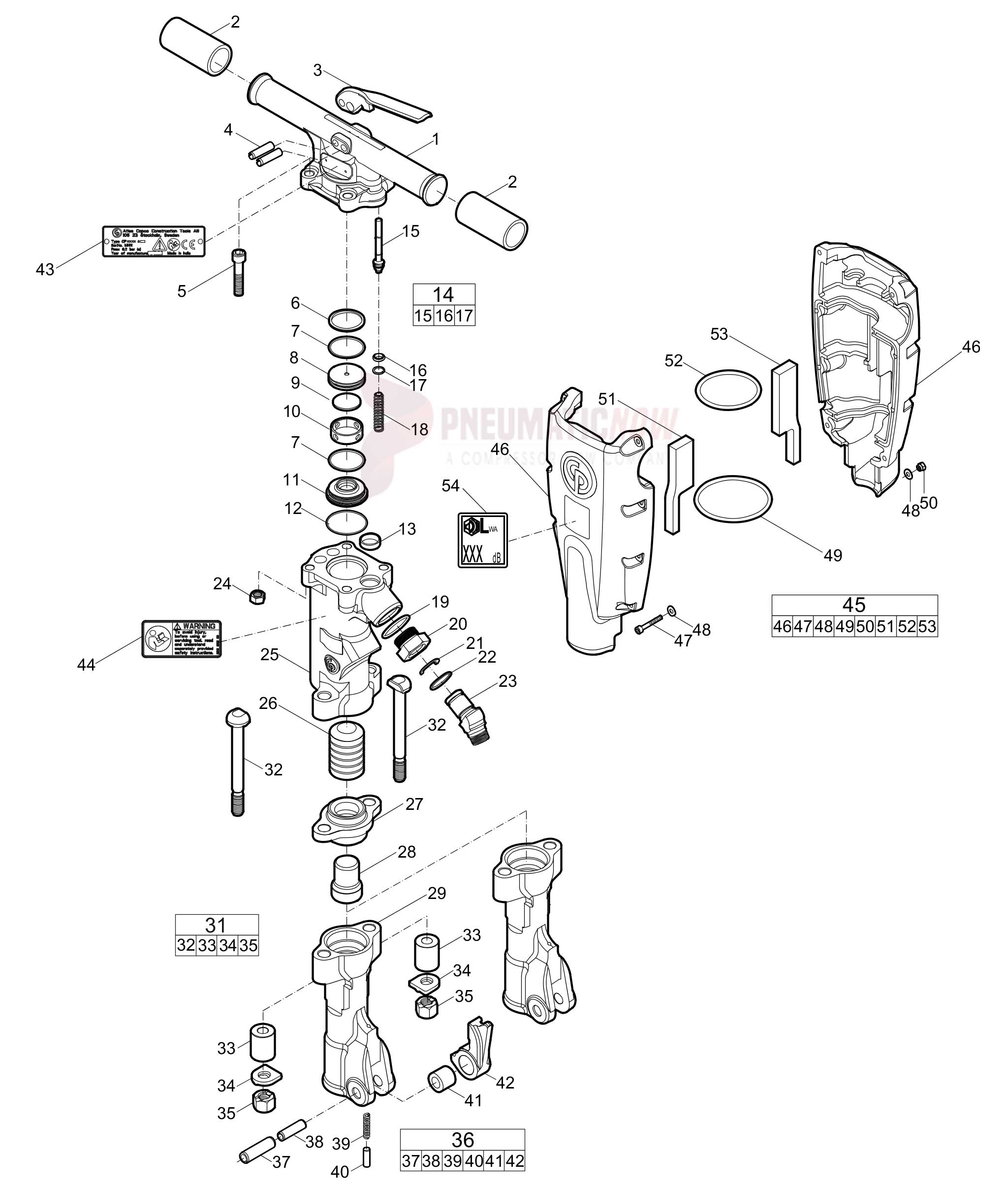CP 1210 S (1 1/8 x 6 1/4 in. 28 x 160 mm and 1 1/4 x 6 1/4 in. 32 x 160 mm) Parts Diagram