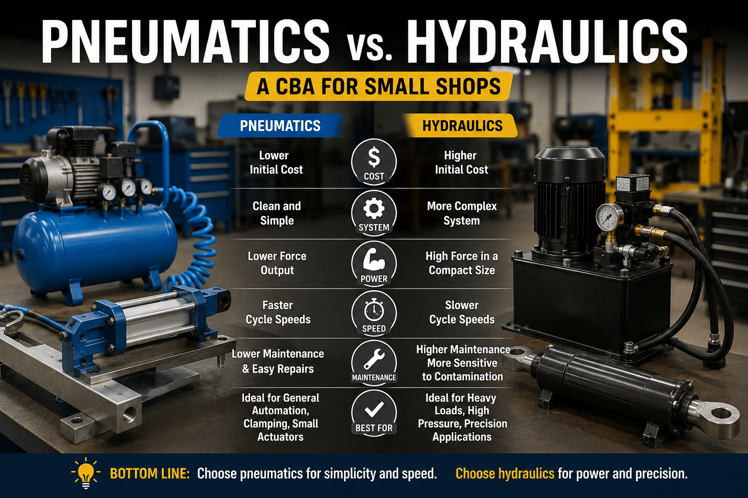 Pneumatics vs. Hydraulics: A CBA for Small Shops