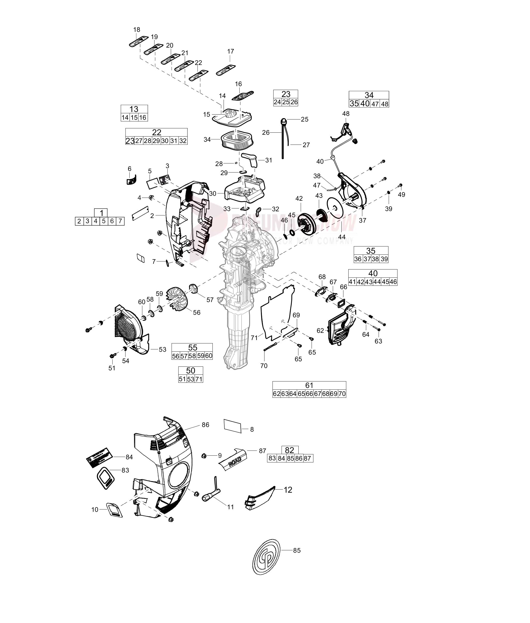 CP Red hawk Road Body parts diagram